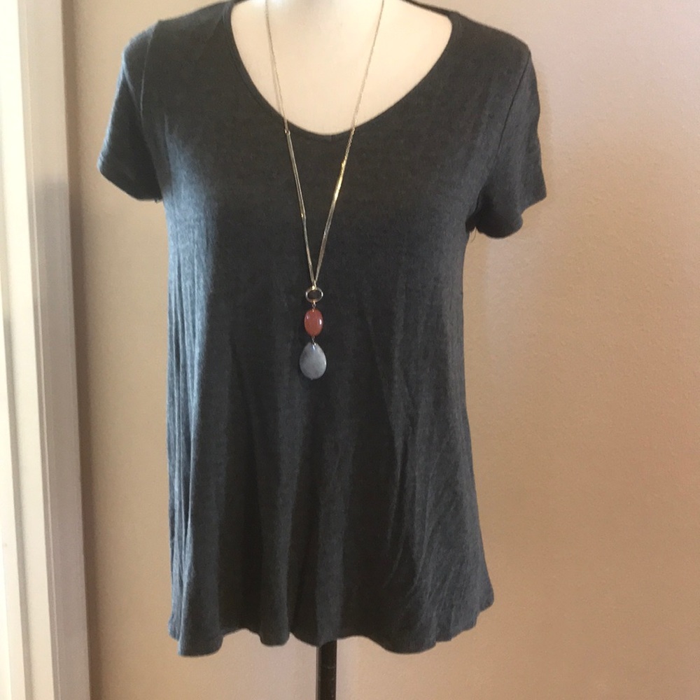 All for You Tee Grey Hi-Low Pleated In back.